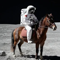 a photo of an astronaut riding a horse on moon