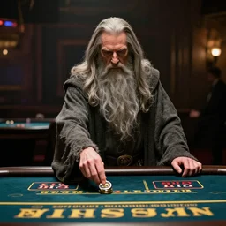 film still of gandalf gambling in a casino in new martin scorsese movie, 8 k