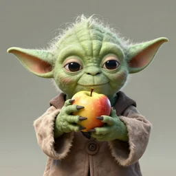 Yoda eating an apple