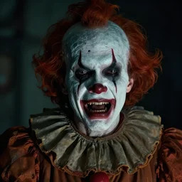 portrait of an ugly old possessed clown crying. ugly, creepy, demonic, horror. cinematic lighting. photographic, photography. by justin roiland