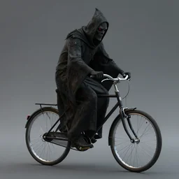 octane render of grim reaper on bicycle