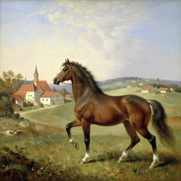 panorama racławicka, old polish painting of a horse