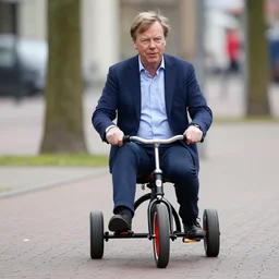 Mark Rutte on his tricycle