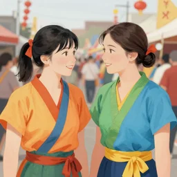 two colorful women in taiwan during a festival by hisaji hara