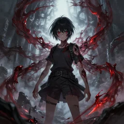 anime teen being possessed by an evil spirit, wlop, concept art, digital painting, trending on artstation, highly detailed, epic composition, 8 k uhd