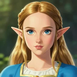 portrait of natalie portman as princess zelda, illustrated by ayami kojima, highly detailed