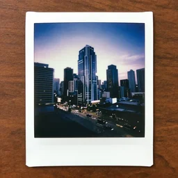 a polaroid photo of the city of guatemala with cyberpunk architecture and aesthetic