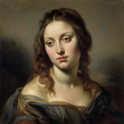 highly detailed palette knife oil painting of a young woman by Caravaggio