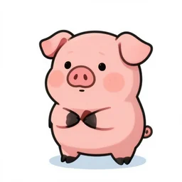 « snow equipped pig cartoon emotion, white background »