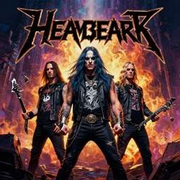 heavy metal band album cover, high detail, colorful