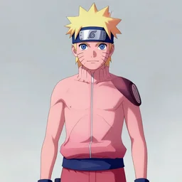 buff naruto shirtless pink light