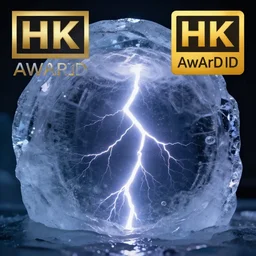 professional macro photograph of lightning inside of ice, hd, 8 k, award - winning