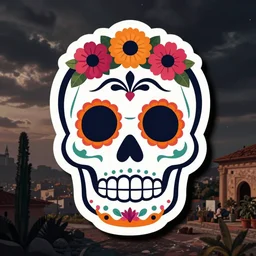 mexican day of the dead, sticker style art