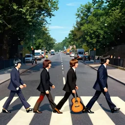 abbey road, but the beatles are cartoon animals