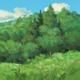 forest lanscape panorama by makoto shinkai in pixar style gouache backdrop
