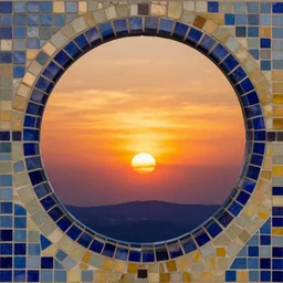 beautiful sunset, mosaic tiles