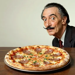Dream of pizza, vibrant, surrealism, by Salvador Dali