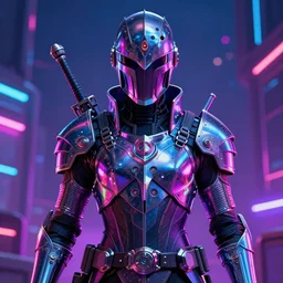 maximalist detailed neon knight portrait. lowbrow scifi artwork by kidsquidy ø - cult and subjekt zero. ray tracing hdr polished sharp in visionary psychedelic fineart style inspired by ben ridgway and igor goryunov