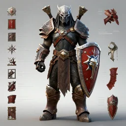 predator as ragnarok online character picture, with a big shield full body character sheet