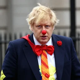 photo of boris johnson in funny clown costume