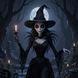 dark spooky witch the style of tim burton. hyper - realistic, artstation, concept art