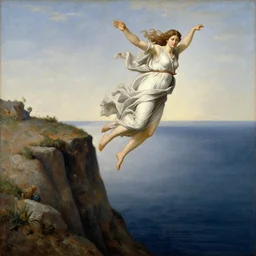 painting of sappho about to leap from the cliff