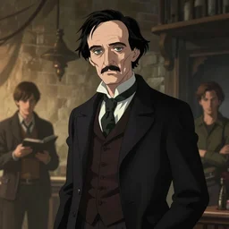 Edgar Allan Poe as The Raven, ambient lighting, 4k, anime key visual, lois van baarle, ilya kuvshinov, rossdraws, artstation