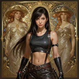 an epic fantasy comic book style portrait painting of tifa, d & d, fantasy, intricate, elegant, digital painting, artstation, concept art, extremely detailed, matte, sharp focus, illustration, art by artgerm and greg rutkowski and alphonse mucha