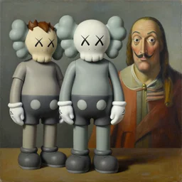 3 d statue by kaws, james jean and salvador dali and shusei nagaoka, oil on canvas, surrealism, neoclassicism, simple, renaissance, hyper realistic, cell shaded, 8 k