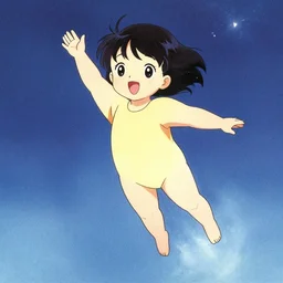 full body portrait of a young girl floating in space, colorful, cute face by kyoani, yoshinari yoh, mai yoneyama, dynamic pose, ( kyoani ), rounded eyes, illustration, ( christopher balaskas ), anime poster, mads berg, textured, shading
