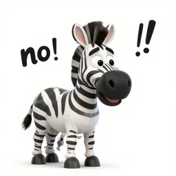 zebra says “ no! ”, cartoon style