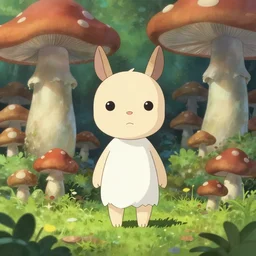 cute Asriel Dreemurr in the mushroom forest, concept art by Makoto Shinkai