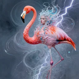 a detailed portrait of dreampunk goddess ( flamingo ) fractal ) ( glass ) ( lightning ) beautiful! by tomasz alen kopera and peter mohrbacher and johanna martine! and margaret keane! elegant alluring seductive