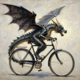 bicycle dragon, john singer sargent, detailed oil on canvas painting