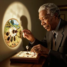 morgan freeman playing with a viewmaster