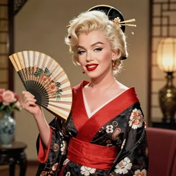 Marilyn Monroe dressed as a geisha, photorealistic, 4K, octane