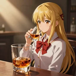 Marisa from touhou drink the whisky