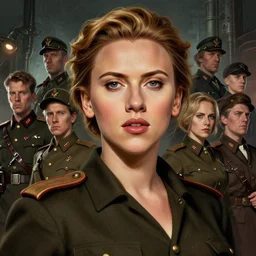 portrait of scarlett johansson playing role of a communist nadezhda krupskaya, colourised, face portrait, epic, tragic, military art, fantasy, dieselpunk, hd shot, digital portrait, beautiful, artstation, comic style, by artgerm, guy denning, jakub rozalski, magali villeneuve and charlie bowater