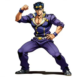 emmanuel macron doing a jojo pose, in the style of hirohiko araki