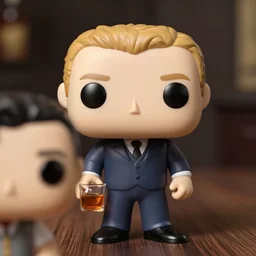 Funko Pop of Donald Draper holding whiskey