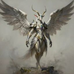 concept art of a winged fantasy anima, final fantasy, highly detailed painting by dustin nguyen, akihiko yoshida, greg tocchini, 4 k, trending on artstation, 8 k
