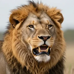 photorealistic lion with human dentures!!!