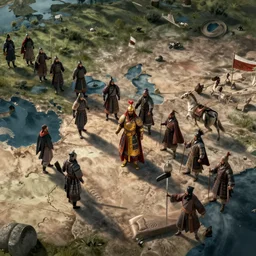 Genghis Khan and his nomadic tribes invade Eurasia, trending artstation, octane render
