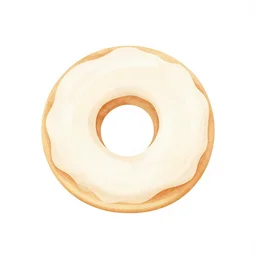 minimalist watercolor donut art on blank all white background, illustration, vector art