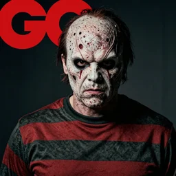 portrait of Freddy Krueger for the cover of GQ, dslr photograph