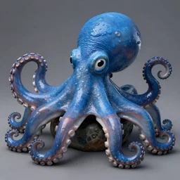 smiling blue octopus. detailed. deep. masterpiece. michelangelo