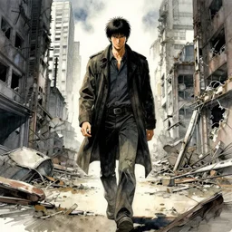 portrait, the last man on earth walking the abandoned cities, watercolor, dramatic lighting, cinematic, establishing shot, extremely high detail, foto realistic, cinematic lighting, pen and ink, intricate line drawings, by Yoshitaka Amano, Ruan Jia, Kentaro Miura, Artgerm, post processed, concept art, artstation, matte painting, style by eddie mendoza, raphael lacoste, alex ross