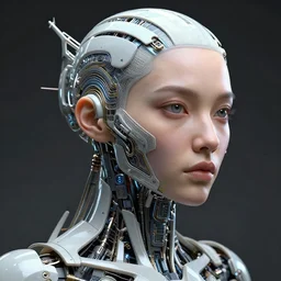 a hiper intricate portrait of beautiful cybernetic woman build by artificial inteligence, almost done, hiper intricate 3 d render, hyper realistic detailed portrait, scifi, fantasy, hdri light, photoreal, hyper detailed, octane render, concept art, by peter mohrbacher, by wlop, by ruan jia