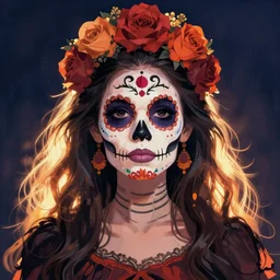 Illustration of a day of the dead girl, art by beeple