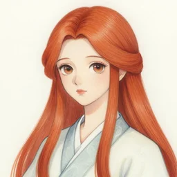 detailing character concept portrait traditional art drawing of cute girl, high fantasy, elegant, redhead, long straight hair, art station, pixiv, trending, editor's pickup